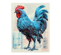 Artery8 Robo Rooster Robot Hybrid Schematic Blueprint Futuristic Secret Complex Arcane Manuscript Gift For Him Man Cave Large Wall Art Poster Print Thick Paper 18X24 Inch