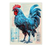 Artery8 Robo Rooster Robot Hybrid Schematic Blueprint Futuristic Secret Complex Arcane Manuscript Gift For Him Man Cave Unframed Wall Art Print Artery8 Multicolor W12" x H16"