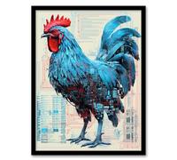Artery8 Robo Rooster Robot Hybrid Schematic Blueprint Futuristic Secret Complex Arcane Manuscript Gift For Him Man Cave Artwork Framed Wall Art Print A4