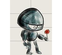 Artery8 Robot With Flower Illustration XL Giant Panel Poster (8 Sections)