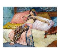 Artery8 Rochegrosse Portrait Sarah Bernhardt Pillows Bed Painting Premium Wall Art Canvas Print 18X24 Inch
