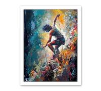 Artery8 Rock Climber Multicoloured Mountain Cliff Descent Artwork Framed Wall Art Print 18X24 Inch