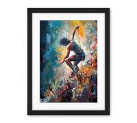 Artery8 Rock Climber Multicoloured Mountain Cliff Descent Artwork Framed Wall Art Print 18X24 Inch