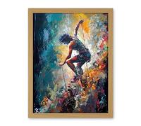 Artery8 Rock Climber Multicoloured Mountain Cliff Descent Artwork Framed Wall Art Print 18X24 Inch