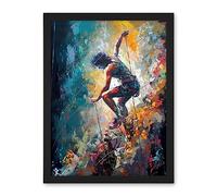 Artery8 Rock Climber Multicoloured Mountain Cliff Descent Artwork Framed Wall Art Print 18X24 Inch