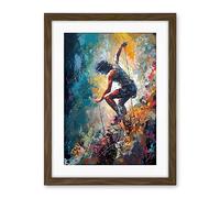 Artery8 Rock Climber Multicoloured Mountain Cliff Descent Artwork Framed Wall Art Print 18X24 Inch