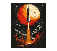 Artery8 Rocket Launch Alien Planets Space Exploration Living Room Large Wall Art Poster Print Thick Paper 18X24 Inch