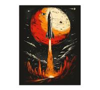 Artery8 Rocket Launch Alien Planets Space Exploration Wall Art Print in Black | Size: W12" x H16" Artery8 Black W12" x H16"