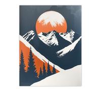 Rocky Mountains Forest Sunrise Modern Painting Wall Art Print Artery8 Orange W24 inch x H32 inch