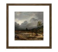 Artery8 Roelofs Landscape Thunder Storm Brewing 8X8 Inch Square Wooden Framed Wall Art Print Picture with Mount in Brown Artery8 Brown