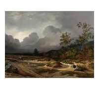 Artery8 Roelofs Landscape Thunder Storm Brewing Premium Wall Art Canvas Print 18X24 Inch