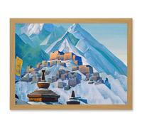 Artery8 Roerich Tibet Himalayas Symbolist Mountain Landscape Painting Artwork Framed Wall Art Print A4