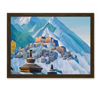 Roerich Tibet Himalayas Symbolist Mountain Landscape Painting Artwork Framed Wall Art Print A4 Artery8 Brown One Size