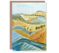 Artery8 Greeting Card Rolling Hills of Yorkshire England Landscape Soft Blank For Him Or Her Art Birthday Card