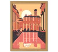 Roman Baths Georgian Architecture Illustration Artwork Framed Wall Art Print A4 Artery8 Light Oak One Size