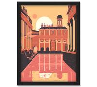 Artery8 Roman Baths Georgian Architecture Illustration Artwork Framed Wall Art Print A4 in Black Artery8 Black