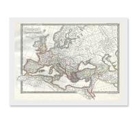 Artery8 Roman Empire Divided East West Ancient Rome 1850 Vintage Map Artwork Framed Wall Art Print A4 in White Artery8 White