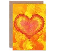 Artery8 Romance Thick Paint Heart Love Anniversary Valentines Card Artery8 Multicolor