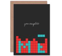 Artery8 Romance Valentine You Complete Me Greetings Card in Black Artery8 Black