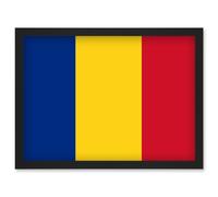 Artery8 Romania National Flag Vexillology World Flags Country Region Poster Artwork Framed Wall Art Print A4 in Black Artery8 Black