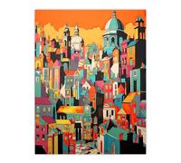 Artery8 Rome Vertical Cityscape Vibrant Graphic Painting Italian City Architecture Bold Colours Extra Large XL Wall Art Poster Print