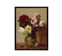 Artery8 Rose Bouquet in Glass Vase Still Life Latour Black Framed Canvas Art | Size: W12" x H16" Artery8 Multicolor W12" x H16"