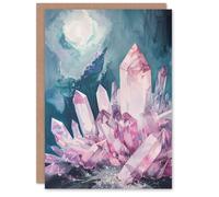 Artery8 Rose Quartz Crystal Pink Mystical Landscape Greeting Birthday Card Him Her All Blank