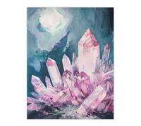 Rose Quartz Crystal Pink Mystical Landscape Wall Art Print Artery8 Pink W24 inch x H32 inch