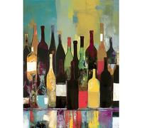 Artery8 Rose White and Red Glass Wine Bottles on Shelf Large Wall Art Poster Print Thick Paper 18X24 Inch