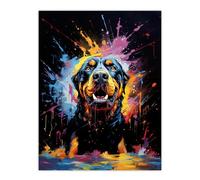 Artery8 Rottweiler Dog Lover Gift Pet Portrait Blue Orange Purple Artwork Painting Large Wall Art Poster Print Thick Paper 18X24 Inch