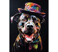 Artery8 Rottweiler in Bow Tie and Multicoloured Top Hat Extra Large XL Wall Art Poster Print