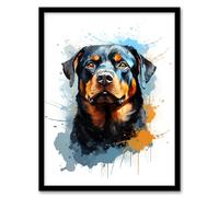 Artery8 Rottweiler Lovers Gift Watercolour Pet Portrait Painting Artwork Artwork Framed Wall Art Print A4
