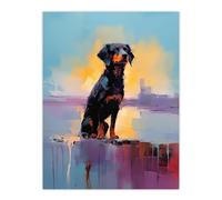 Artery8 Rottweiler Puppy Beach Sunrise Dog Portrait Large Wall Art Poster Print Thick Paper 18X24 Inch