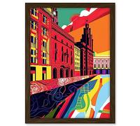 Artery8 Royal Albert Dock Liverpool Waterfront Pop Art Artwork Framed A3 Wall Art Print