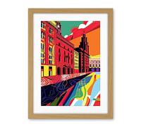 Artery8 Royal Albert Dock Liverpool Waterfront Pop Art Artwork Framed Wall Art Print 18X24 Inch