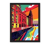Artery8 Royal Albert Dock Liverpool Waterfront Pop Art Artwork Framed Wall Art Print 18X24 Inch