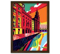 Artery8 Royal Albert Dock Liverpool Waterfront Pop Art Artwork Framed Wall Art Print A4