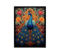 Artery8 Royal Peacock Exotic Bird Framed Canvas Wall Art Print | Size: W18" x H24" Artery8 Multicolor W18" x H24"