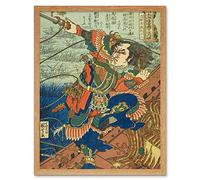 Artery8 Ruan Xiao er Ritchitaisai Genshoji 108 Heroes Water Margin Utagawa Kuniyoshi Japanese Woodblock Reproduction Art Print Framed Poster Wall Decor 12x16 inch