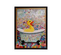 Artery8 Rubber Duck Bath Time Bathroom Nursery Framed Canvas Wall Art Print | Size: W12" x H16" Artery8 Multicolor W12" x H16"