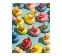 Artery8 Rubber Ducks Ducky Colourful Pattern Modern Bathroom Toilet Large Wall Art Poster Print Thick Paper 18X24 Inch