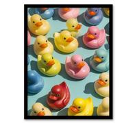 Artery8 Rubber Ducks Ducky Colourful Pattern Modern Framed Art Print | Size: A4 Artery8 Multicolor A4
