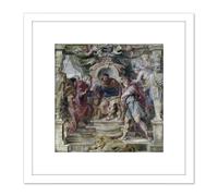 Artery8 Rubens The Wrath Of Achilles Painting 8X8 Inch Square Wooden Framed Wall Art Print Picture with Mount in White Artery8 White