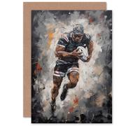 Artery8 Rugby Fan Artwork World Cup Forward for Husband Him Dad Son Brother Birthday Thank You Congratulations Blank Art Greeting Card