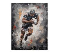 Wall Art Print Rugby Fan Artwork World Cup Forward With Ball Action Painting For Him Man Cave Poster Artery8 Grey W18 inch x H24 inch