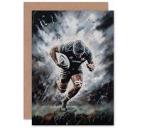 Artery8 Rugby Fan Forward Drive Action Artwork for Husband Him Dad Son Brother Birthday Thank You Congratulations Blank Art Greeting Card