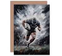 Artery8 Rugby Fan Forward Drive Action Artwork for Husband Him Dad Son Brother Birthday Thank You Congratulations Blank Art Greeting Card