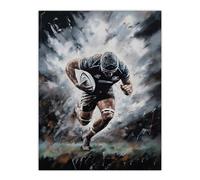 Wall Art Print Rugby Forward Powering Through Action Artwork For Him Rugby Fan Man Cave Poster Artery8 Grey W24 inch x H32 inch