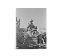 Artery8 Russell Lee Cowboy at Bean Day Rodeo Action Shot Canvas Wall Art Print in Grey | Size: W24" x H32" Artery8 Grey W24" x H32"