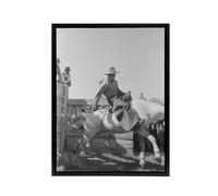 Artery8 Russell Lee Cowboy at Bean Day Rodeo Action Shot Framed Canvas Art in Grey | Size: W12" x H16" Artery8 Grey W12" x H16"